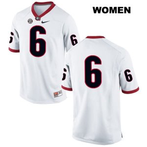 Women's Georgia Bulldogs NCAA #6 Otis Reese Nike Stitched White Authentic No Name College Football Jersey BQJ7754RU